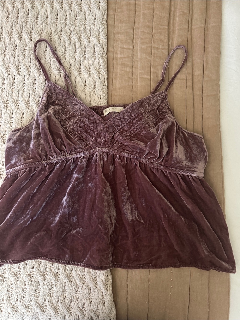 Lucky Brand Mauve Crushed Velvet Camisole